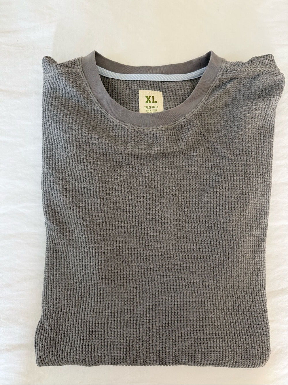 Tracksmith Fells Waffle Long Sleeve Crewneck - Gray XL